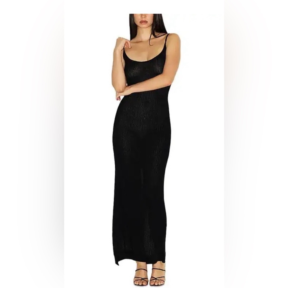 SKIMS Onyx Sheer Knit MIDI Dress Small NWT - Picture 3 of 13